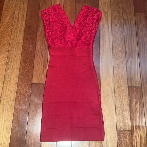 Bebe Bodycon with Lace top Dress - Picture 2 of 11